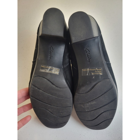 Clarks Black Ankle Boots with Buckle Detail - Picture 6 of 9